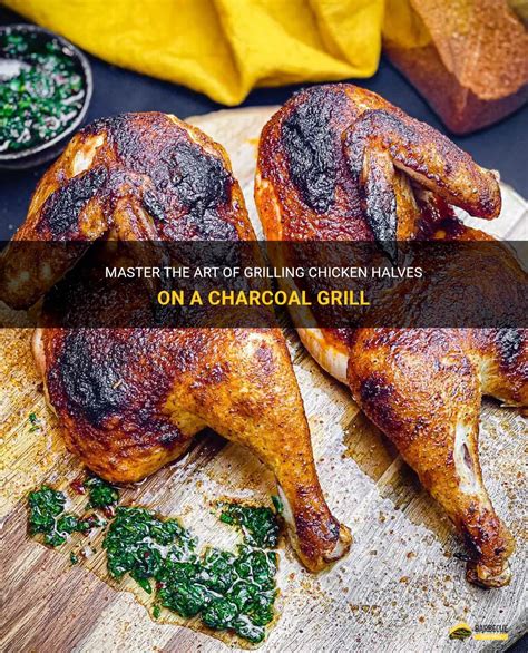 cooking chicken halves on charcoal grill